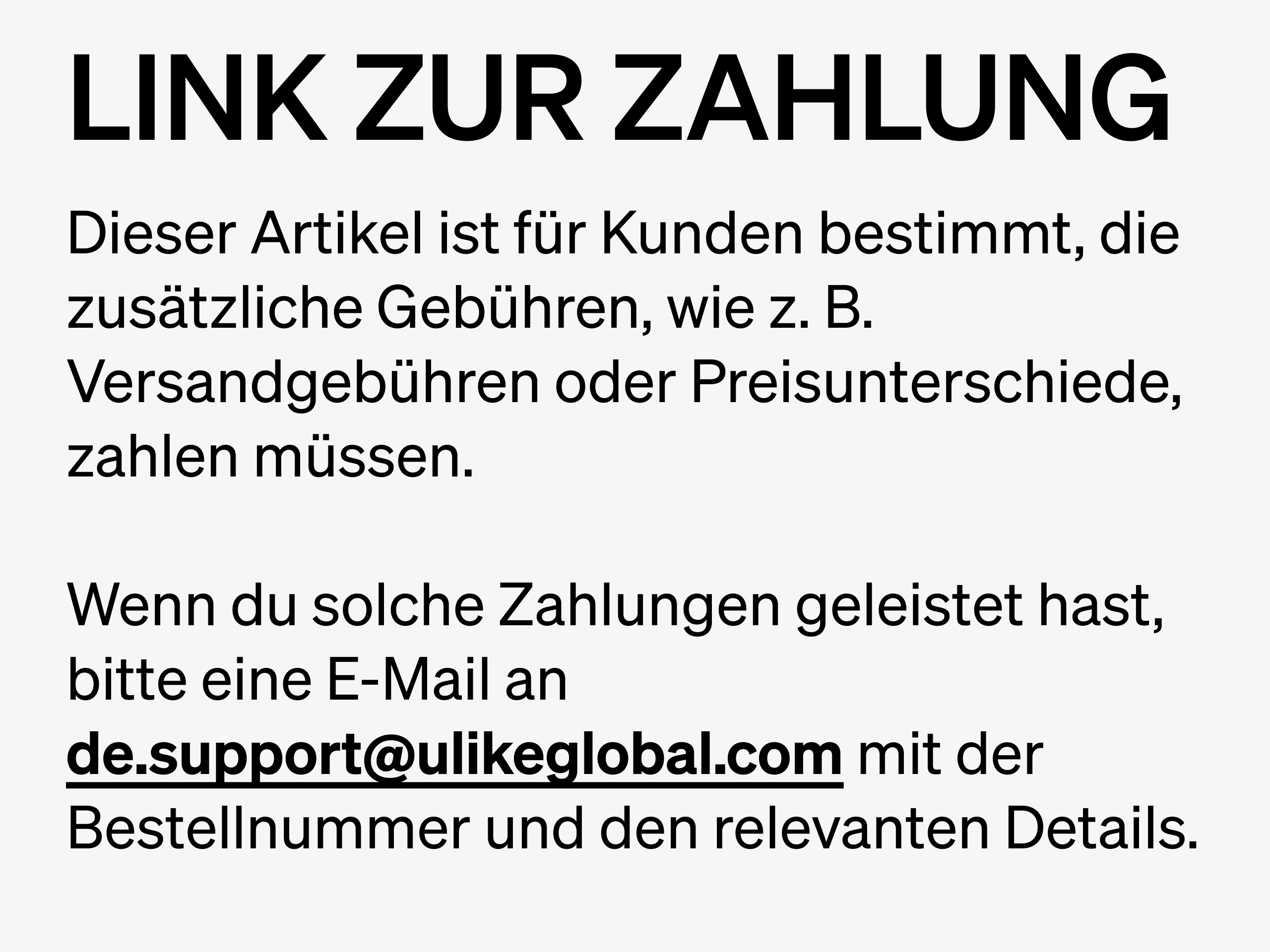 Link für zusätzliche Zahlungen