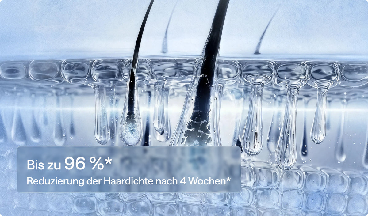 Hartnäckige Haare gezielt reduzieren.
Sichtbar glattere Haut mit langanhaltendem Ergebnis nach 4 Wochen.